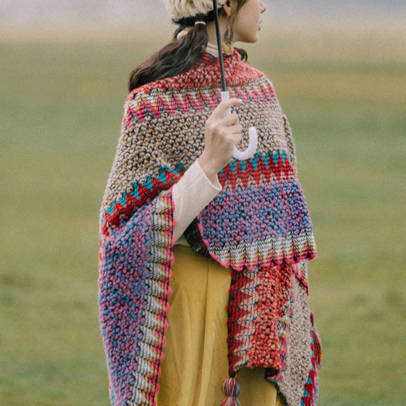 Karma Stone Tibetan Shawl Knitting Warm Cloak Tibetan Tassel Scarf
