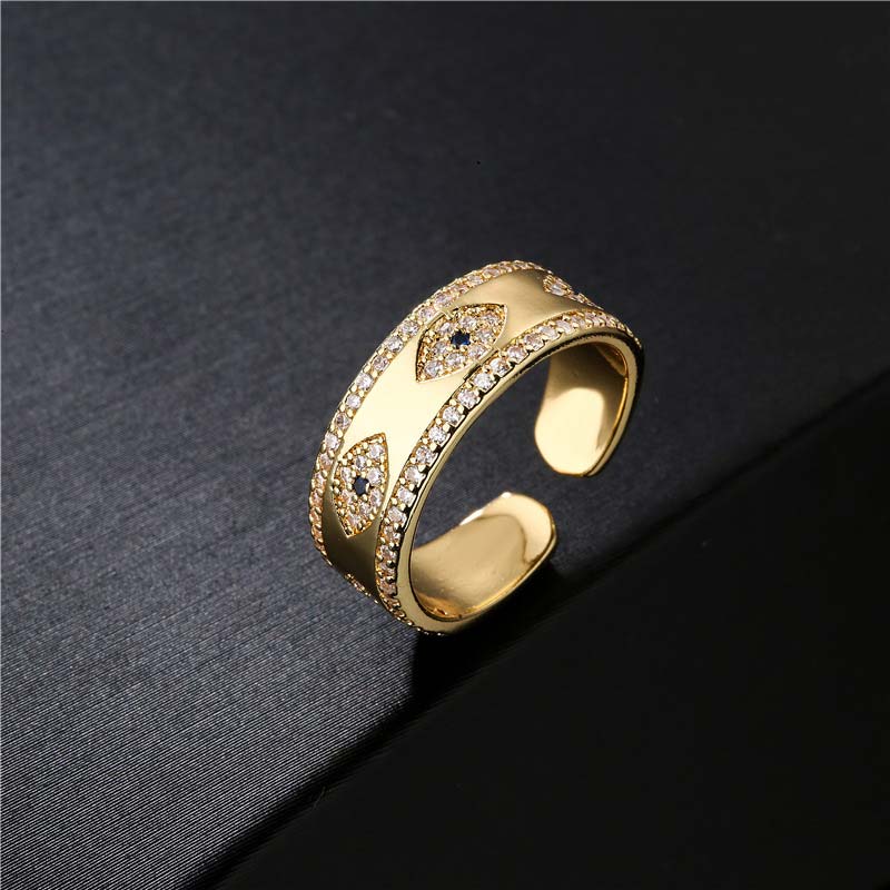 Karma Stone Evil Eye Luck Blessing Copper Alloy Ring