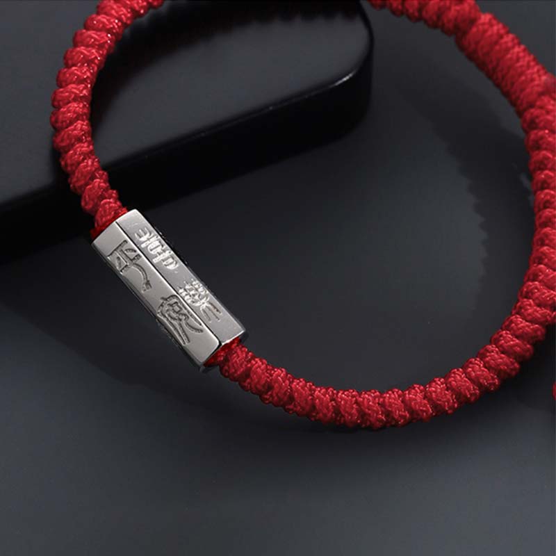 Karma Stone 925 Sterling Silver Letter Engraving Blessing String Bracelet
