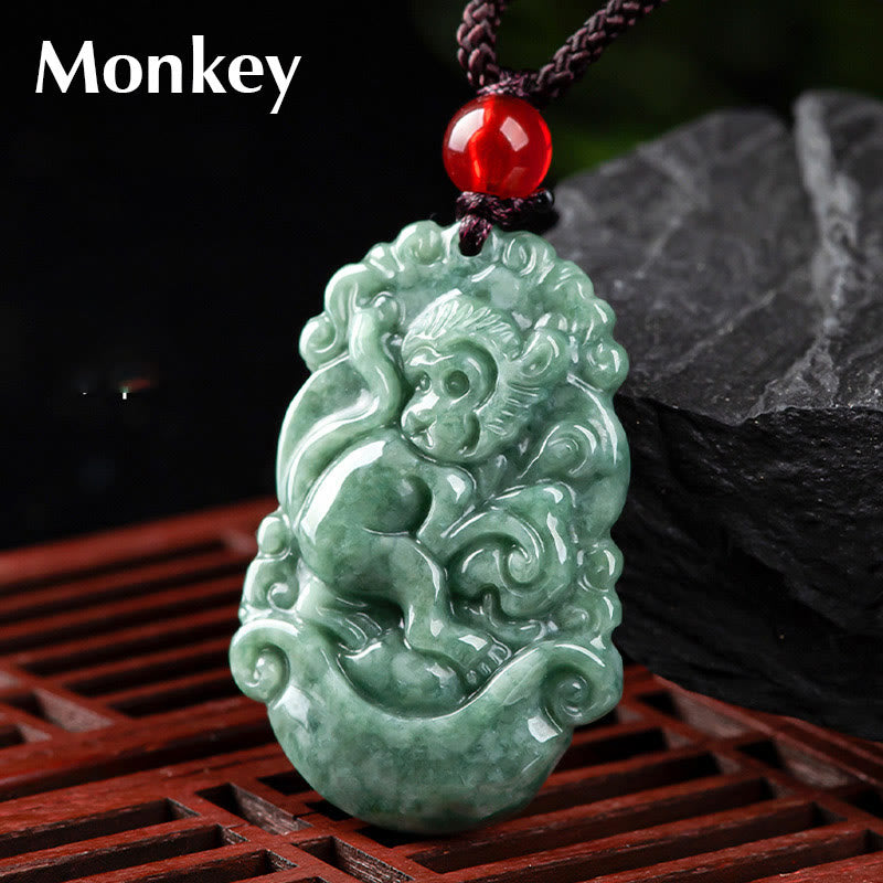 Karma Stone Natural Jade 12 Chinese Zodiac Prosperity Necklace Pendant