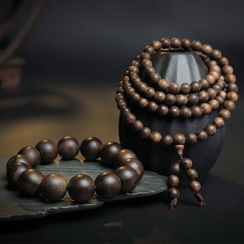 Karma Stone 108 Mala Beads Agarwood Peace Strength Calm Bracelet
