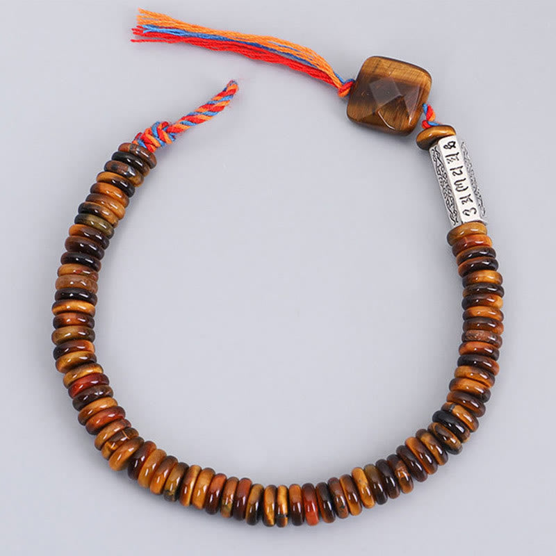 Karma Stone Tibetan Tiger Eye Om Mani Padme Hum Protection Power Bracelet