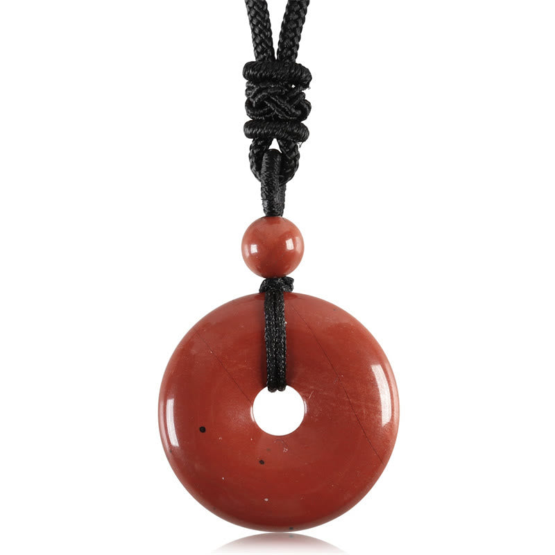 Karma Stone Lucky Coin Pendant Healing Crystal Gemstone Necklace