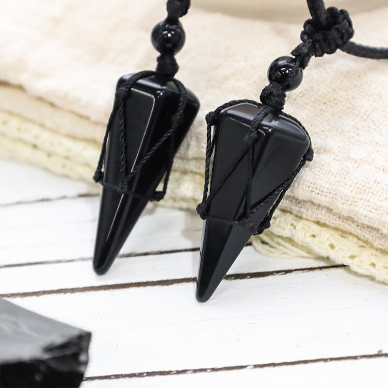 Karma Stone Natural Stone Pointed Pendant Necklace