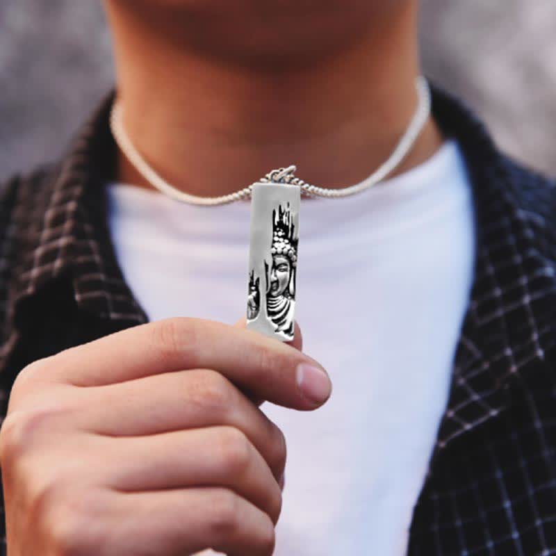 Karma Stone Tathagata Buddha Strength Protection Amulet Lucky Pendant Necklace