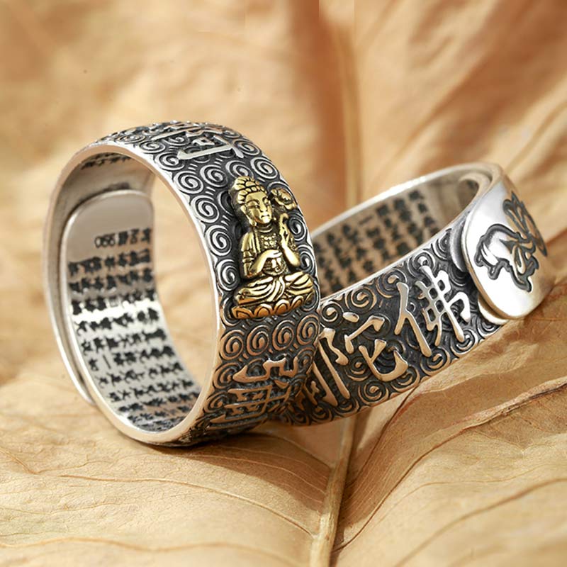 Karma Stone Chinese Zodiac Natal Buddha Wealth Luck Adjustable Ring