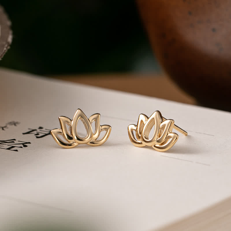 Karma Stone 925 Sterling Silver Lotus Flower Blessing Earrings