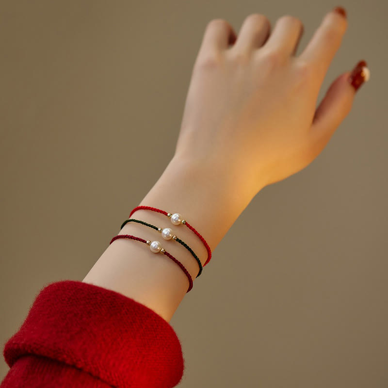 Karma Stone Natural Pearl Bead Luck Braid String Bracelet