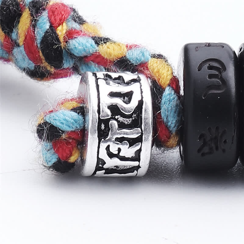 Karma Stone Tibetan coconut shell beads engraved with Om Mani Padme Hum Mantra happiness protection bracelets