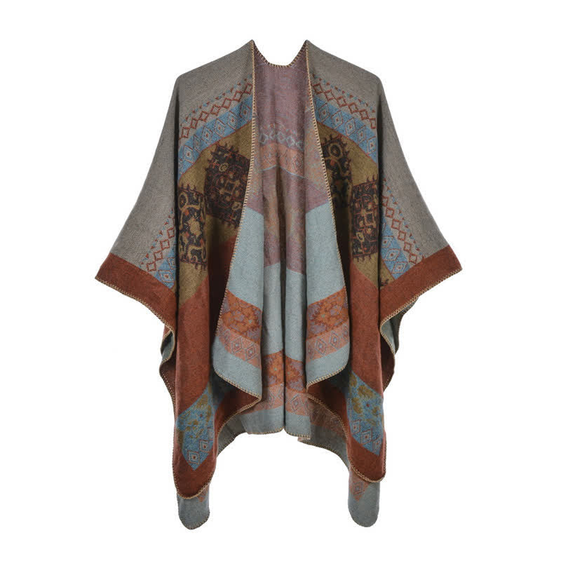 Karma Stone Tibetan Shawl Diamond Pattern Winter Warm Cloak Scarf