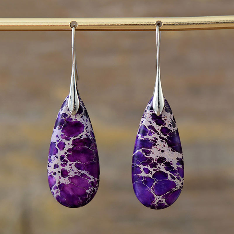 Karma Stone Emperor Stone Healing Crystal Earrings