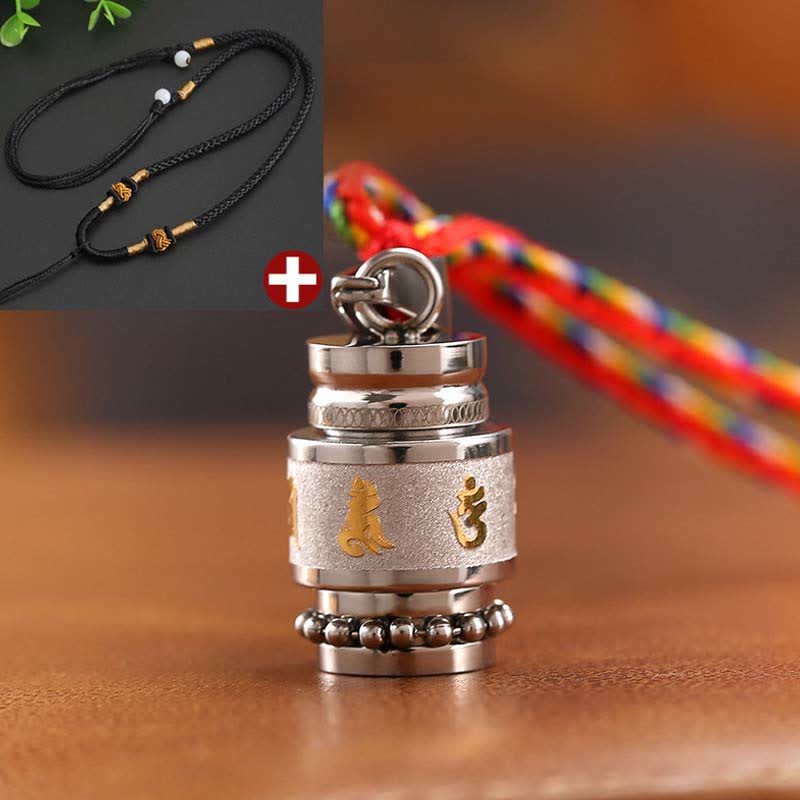 Karma Stone Tibet Om Mani Padme Hum Shurangama Mantra Titanium Steel Wisdom Amulet Necklace Pendant