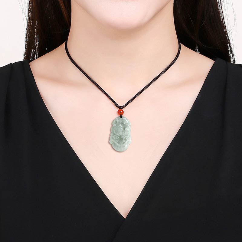 Karma Stone Natural Jade 12 Chinese Zodiac Sucess Pendant Necklace