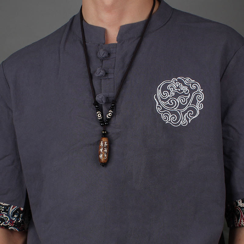 Karma Stone Tibet Om Mani Padme Hum Dzi Bead Avalokitesvara Pattern Wealth Necklace Pendant