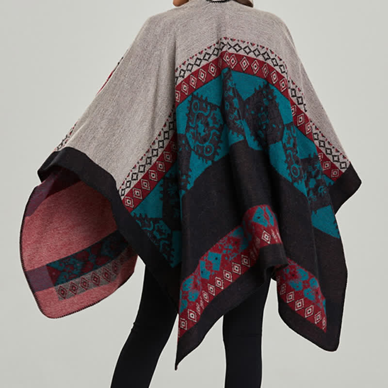 Karma Stone Tibetan Shawl Diamond Pattern Winter Warm Cloak Scarf