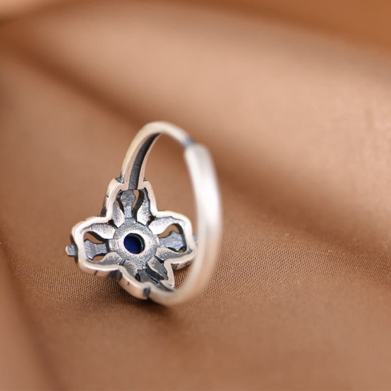Karma Stone Tibet 925 Sterling Silver Natural Lazurite Positive Adjustable Ring