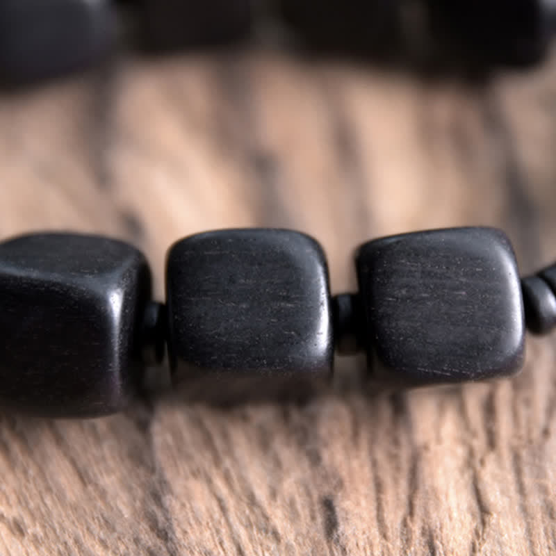 Karma Stone Tibetan Ebony Wood Dzi Bead Strength Bracelet