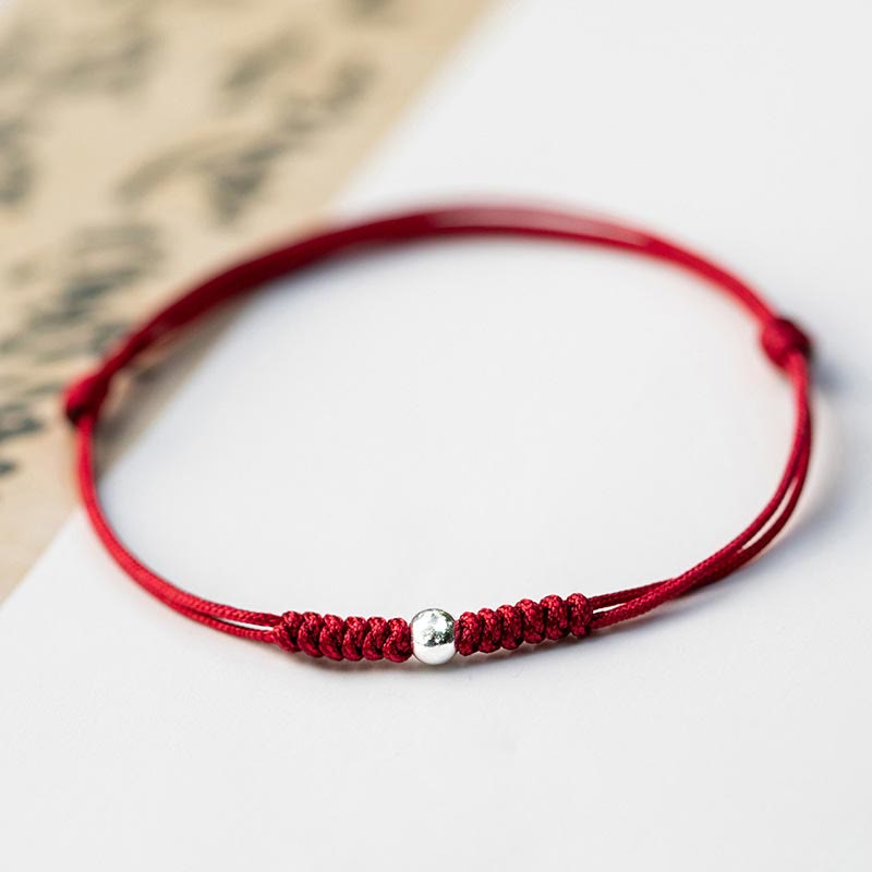 Karma Stone 925 Sterling Silver Luck Bead Protection Red String Braided Bracelet