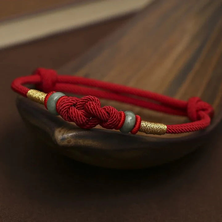 Karma Stone Red String Jade Luck Fortune Knot Braided Couple Bracelet