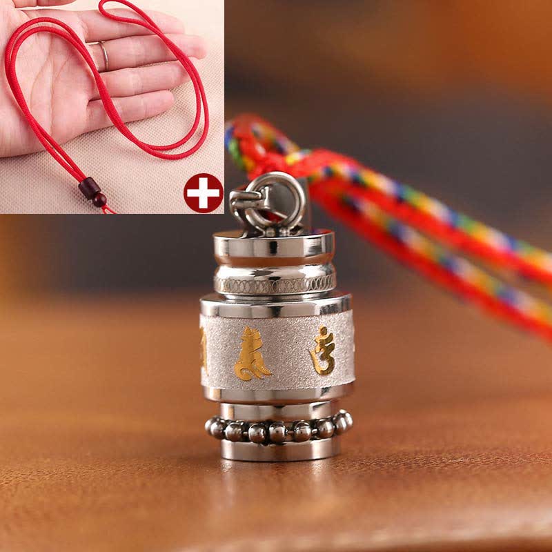 Karma Stone Tibet Om Mani Padme Hum Shurangama Mantra Titanium Steel Wisdom Amulet Necklace Pendant
