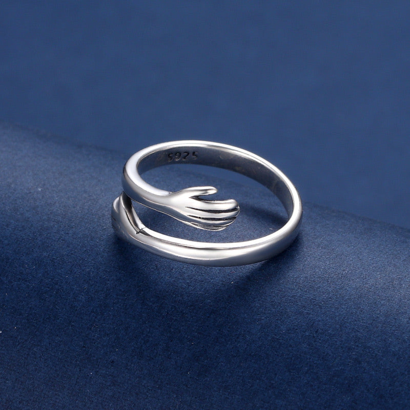 Karma Stone 925 Sterling Silver Love Hug Thumb Ring