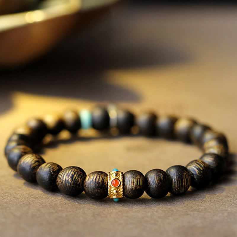 Karma Stone Vietnam Qinan Agarwood Turquoise Balance Strength Bracelet