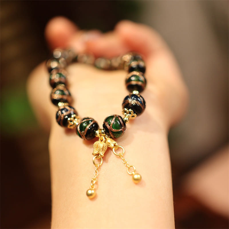 Karma Stone Tibetan Gold Swallowing Beast Family Five God Of Wealth Thangka Fortune Bead Bracelet