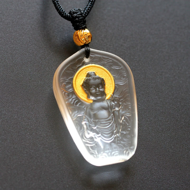 Karma Stone Tibetan Buddha Liuli Crystal Serenity Necklace Pendant