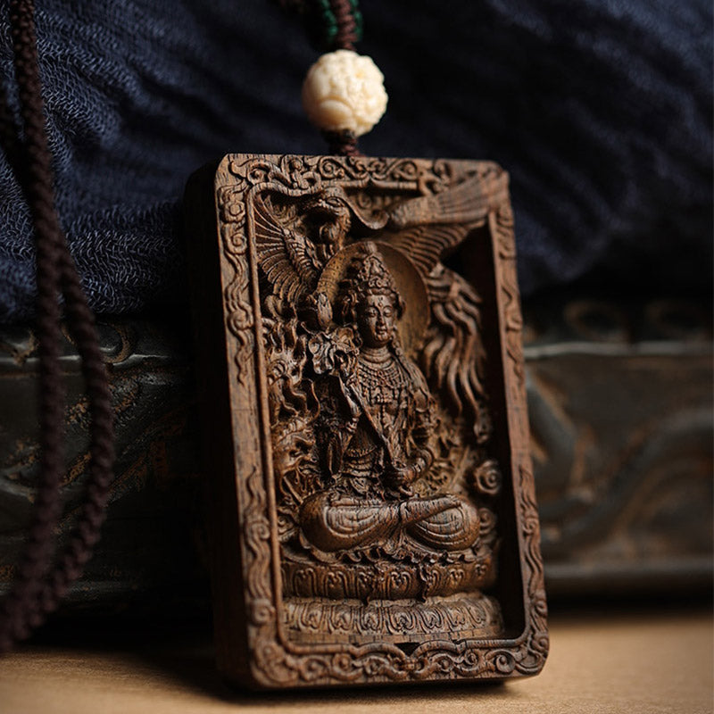 Karma Stone Chinese Zodiac Natal Buddha Brunei Agarwood PiXiu Dragon Peace Necklace Pendant