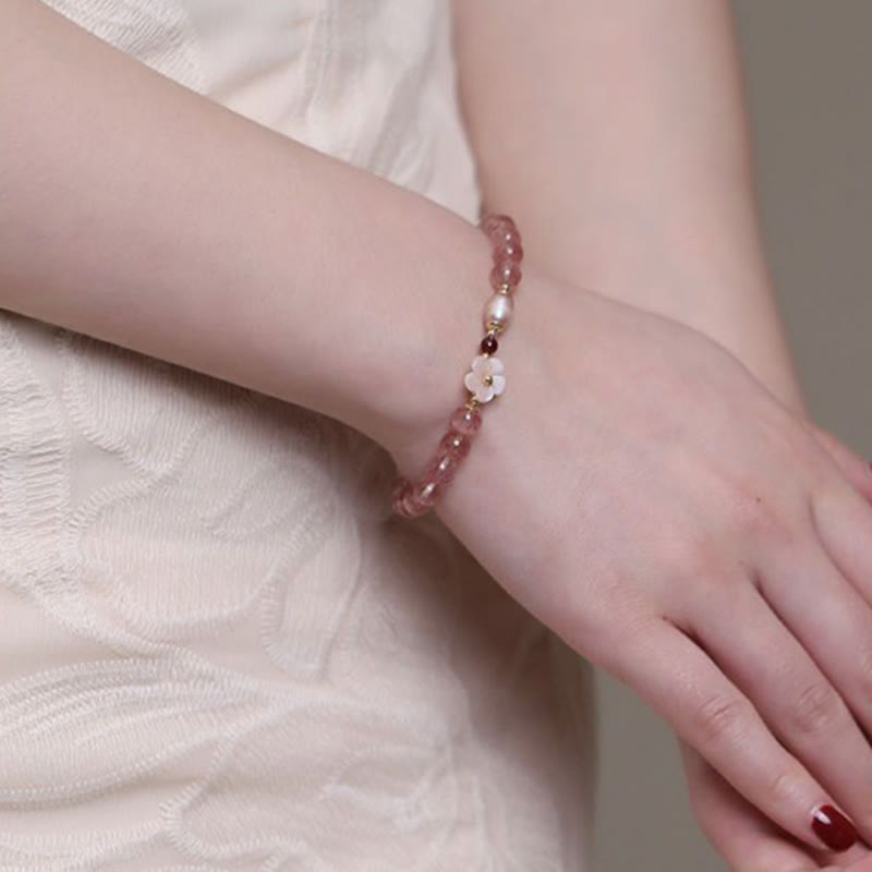 Karma Stone Strawberry Quartz Peach Blossom Love Bracelet