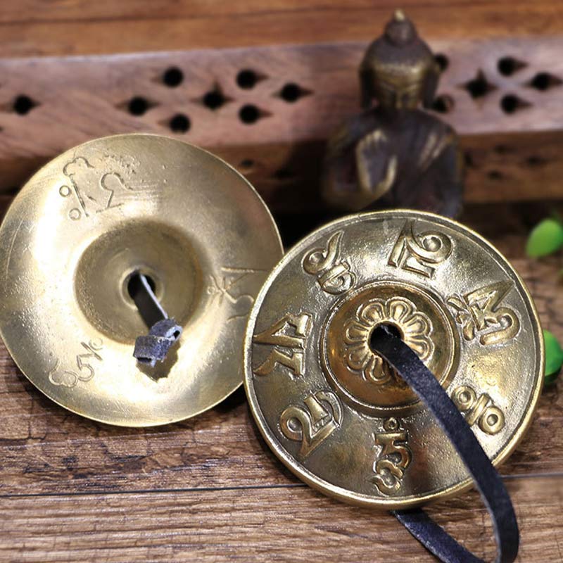 Karma Stone Tibetan Tingsha Bell Six True Words Dragon Copper Balance Decoration With Bag
