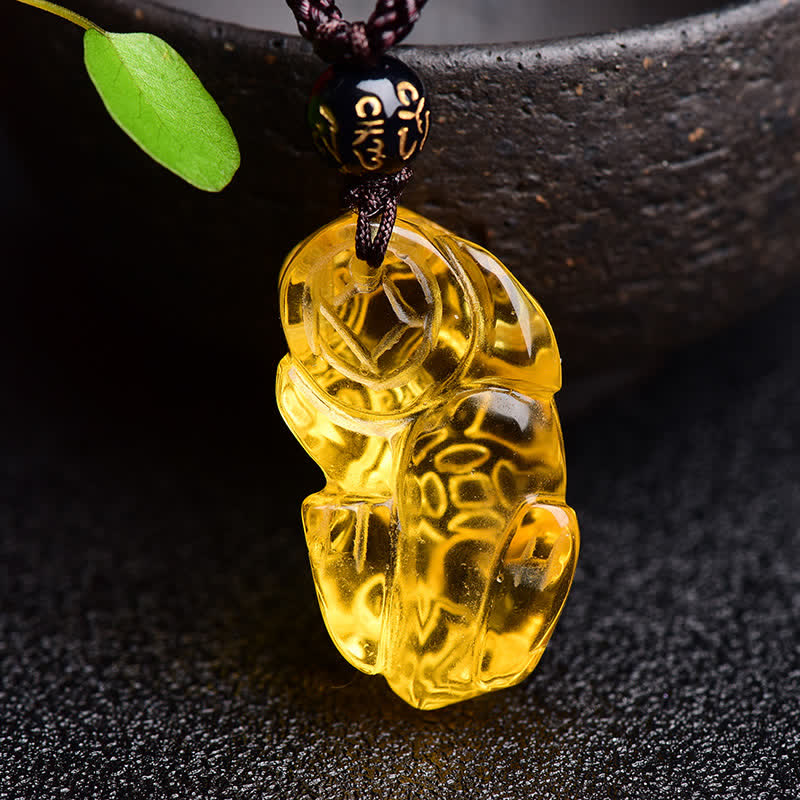 Karma Stone FengShui Citrine PiXiu Wealth Necklace Pendant