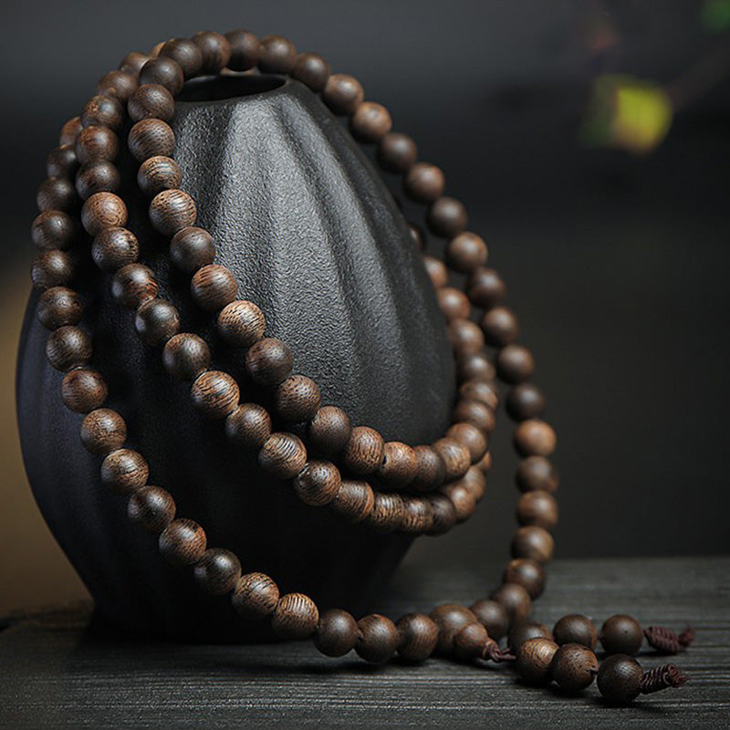 Karma Stone 108 Mala Beads Agarwood Peace Strength Calm Bracelet