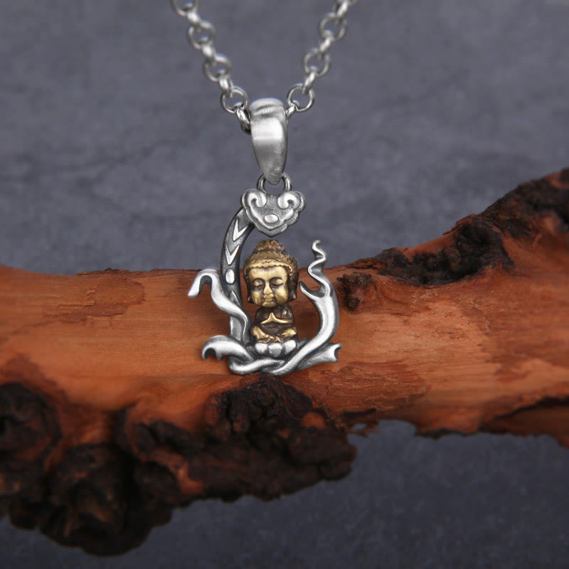 Karma Stone 925 Sterling Silver Zen Buddha Ruyi Handle Compassion Necklace Pendant