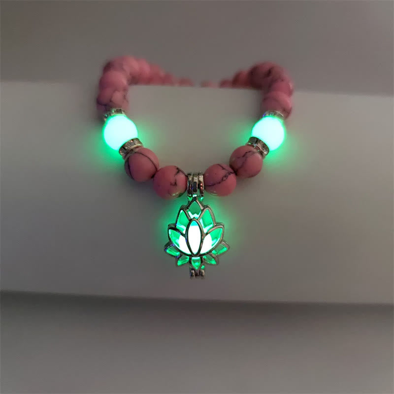Karma Stone Tibetan Turquoise Glowstone Luminous Bead Lotus Protection Bracelet
