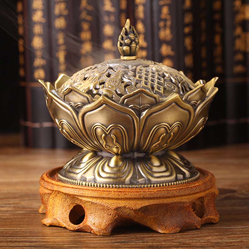 Karma Stone Tibetan Lotus Shaped Purify Incense Burner