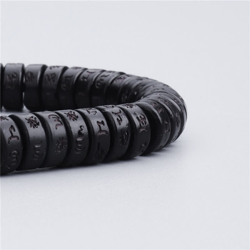Karma Stone Tibetan coconut shell beads engraved with Om Mani Padme Hum Mantra happiness protection bracelets