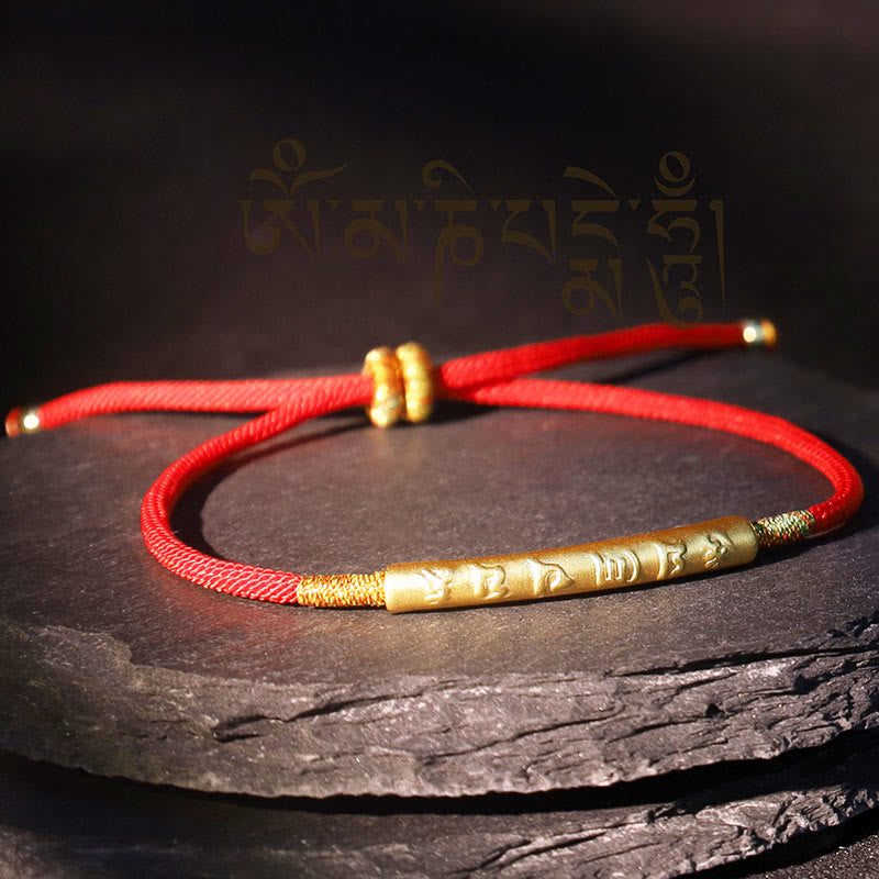 Karma Stone Tibetan Buddhist Handmade Mani Mantra Lucky Red String Bracelet