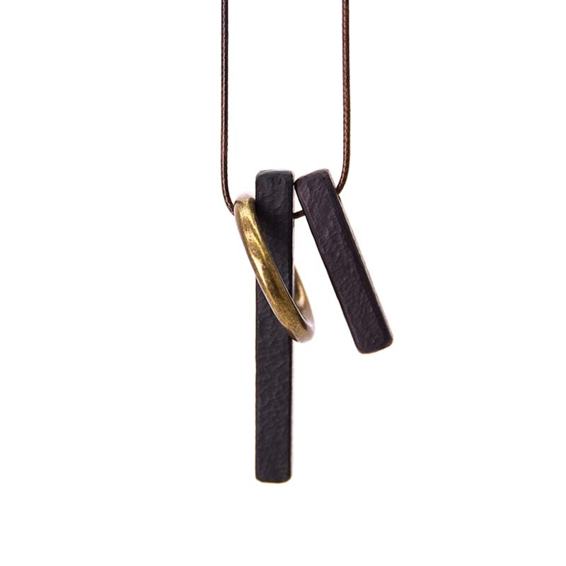 Karma Stone Zen Circle Ebony Wood Enlightenment Necklace Pendant