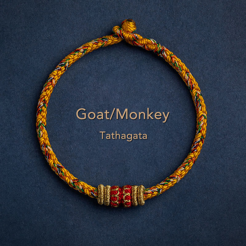Karma Stone Tibet Handmade Chinese Zodiac Natal Buddha Luck Strength Braided String Bracelet