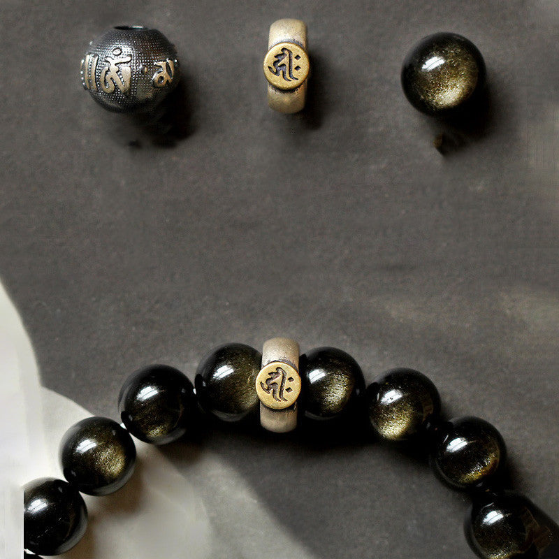Karma Stone Chinese Zodiac Natal Buddha Obsidian Purification Bracelet