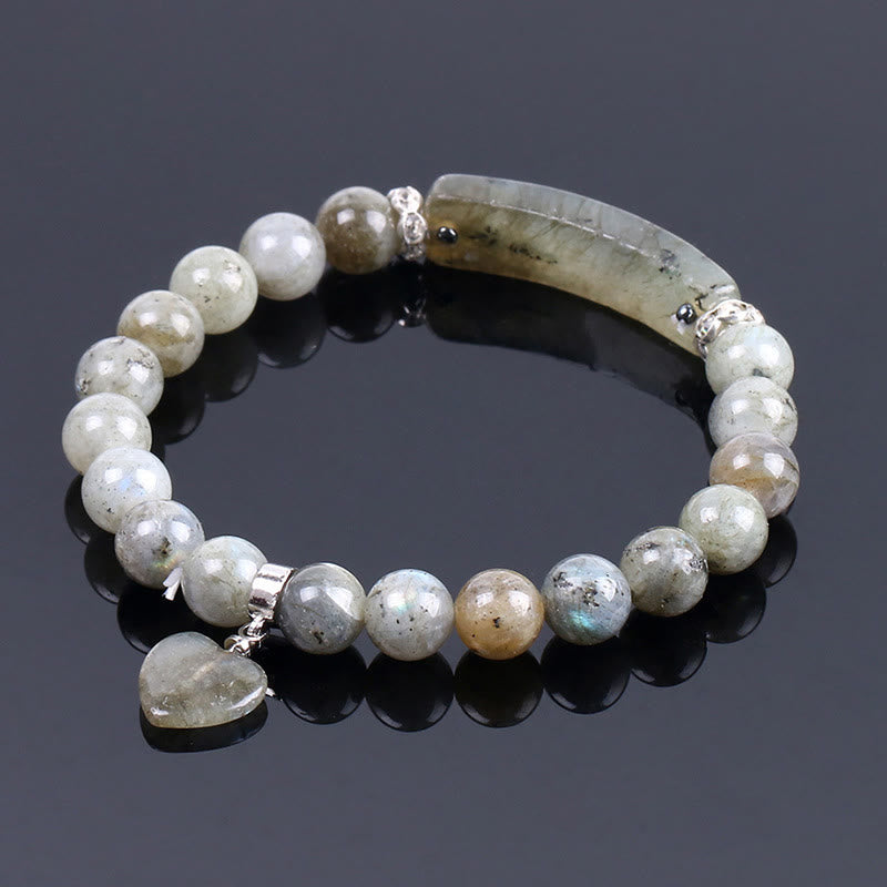 Karma Stone Natural Quartz Love Heart Healing Beads Bracelet