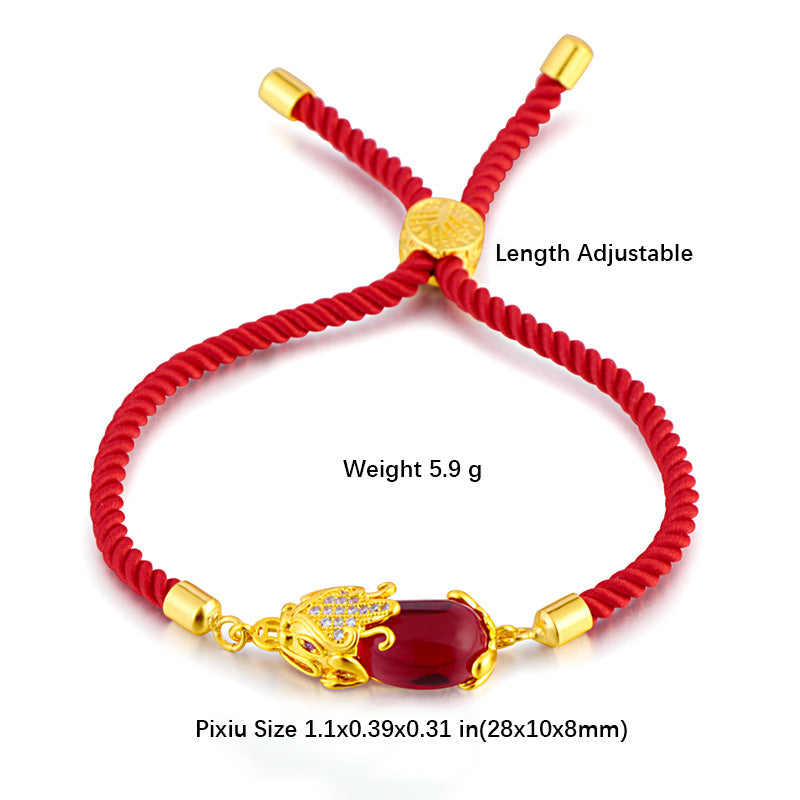 Karma Stone Wealth Attractor Red Agate Pixiu Red String Bracelet