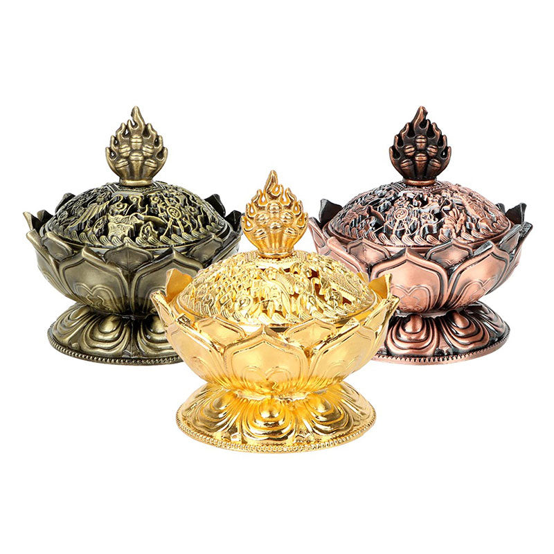 Karma Stone Tibetan Lotus Shaped Purify Incense Burner