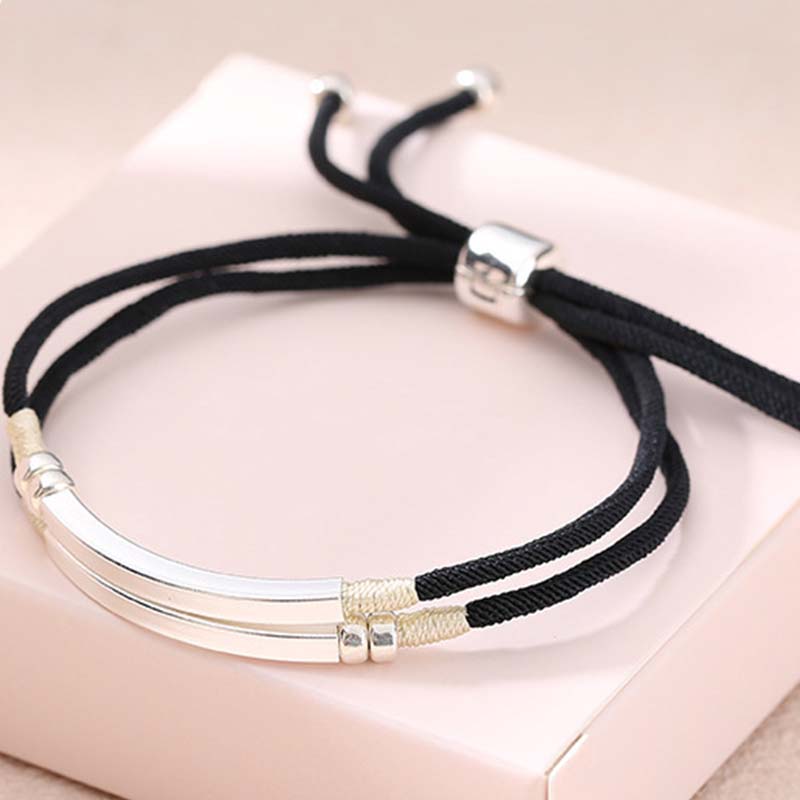Karma Stone 925 Sterling Silver Red String Layered Braid Bracelet