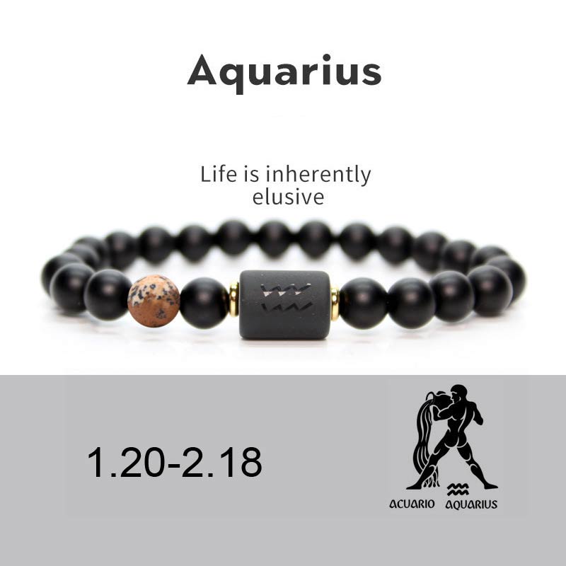 Karma Stone 12  Constellations of the Zodiac Black Onyx Adjustable Bracelet