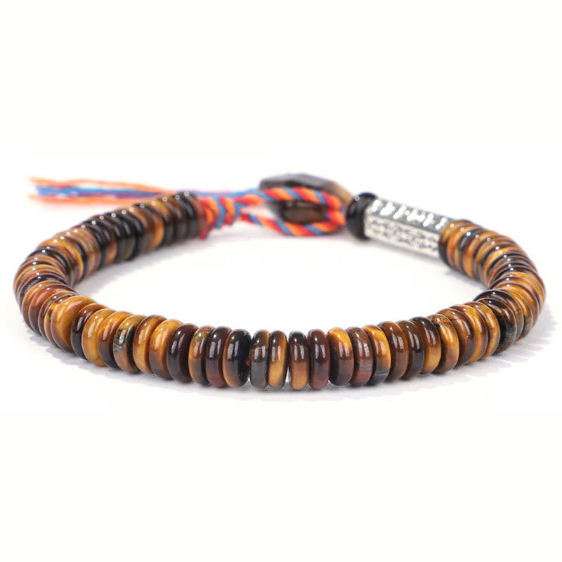 Karma Stone Tibetan Tiger Eye Om Mani Padme Hum Protection Power Bracelet