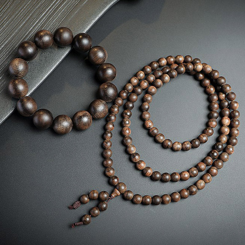 Karma Stone 108 Mala Beads Agarwood Peace Strength Calm Bracelet