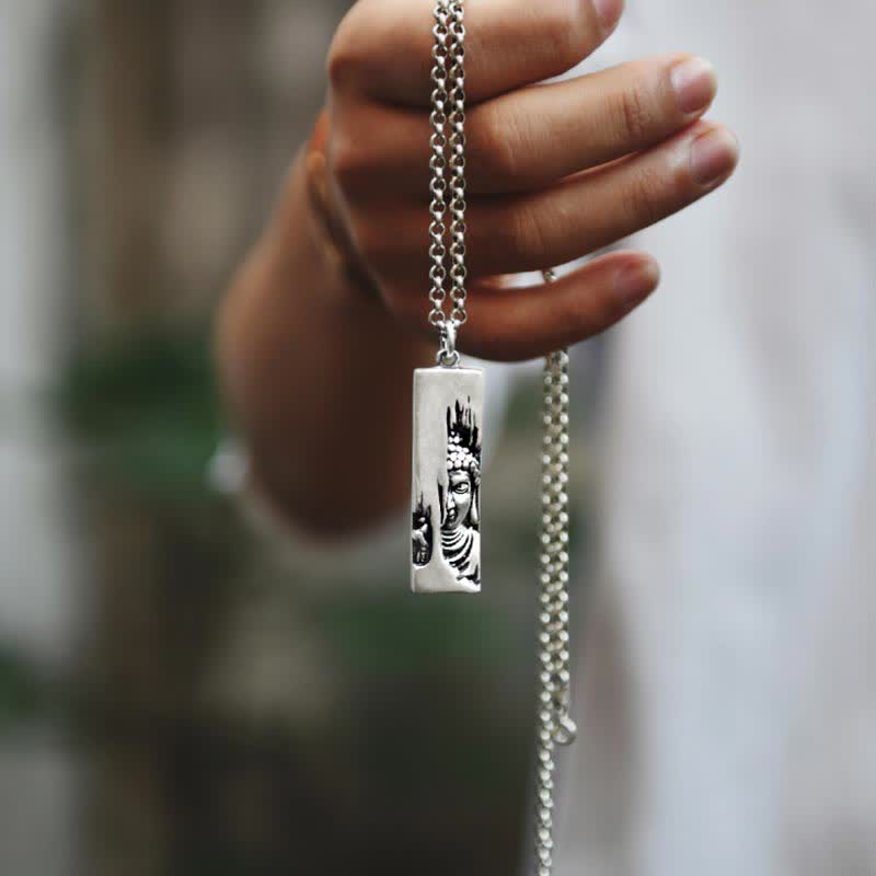 Karma Stone Tathagata Buddha Strength Protection Amulet Lucky Pendant Necklace