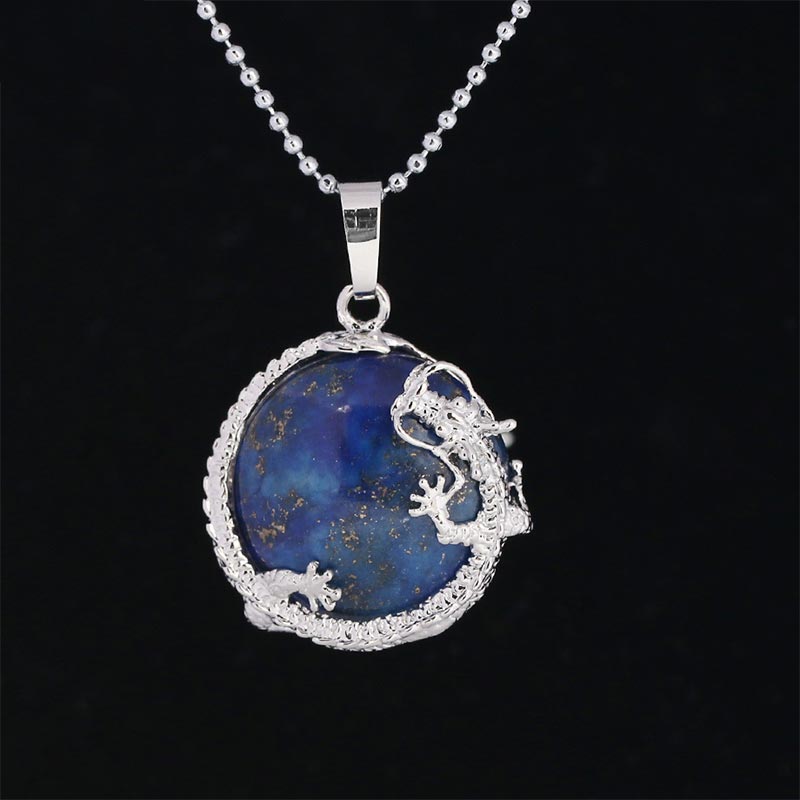 Karma Stone Chinese Dragon Natural Quartz Crystal Healing Energy Necklace Pendant